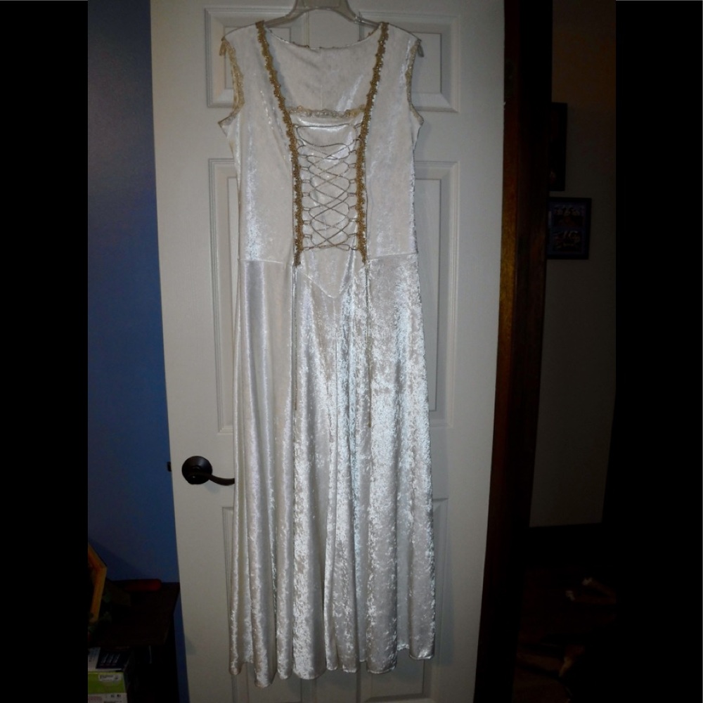 White Renaissance gown.